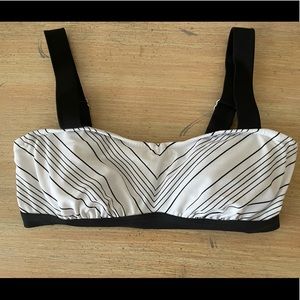 Athleta Black and White Striped Bikini Top